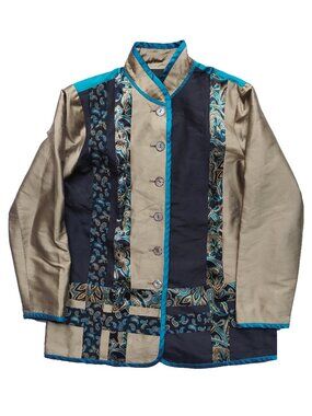 Koos Silk Jacket Patchwork Brocade Boho High Collar Sgt Pepper Hippie Coat